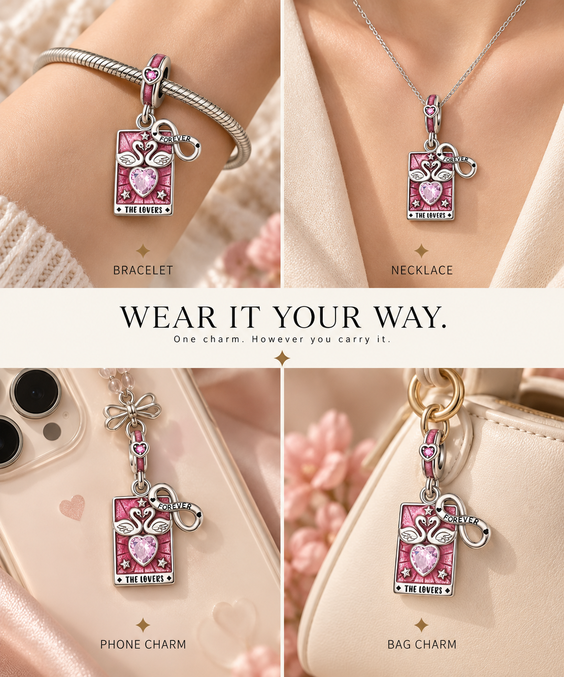 The Lovers Tarot Charm