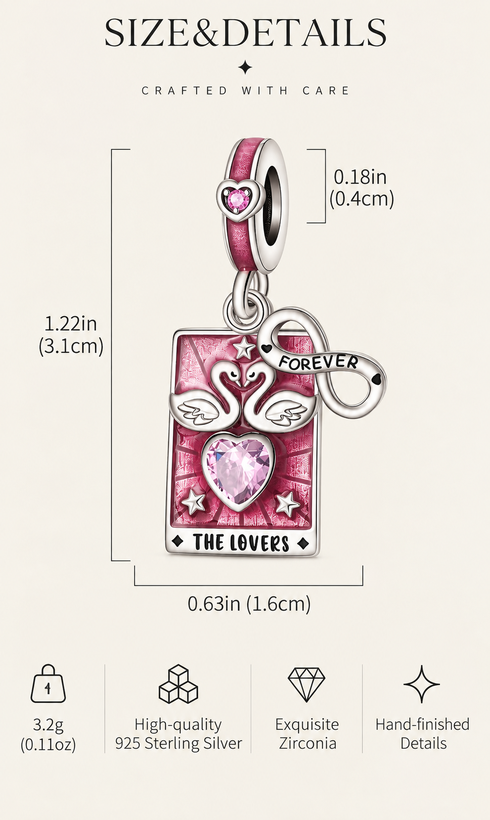 The Lovers Tarot Charm