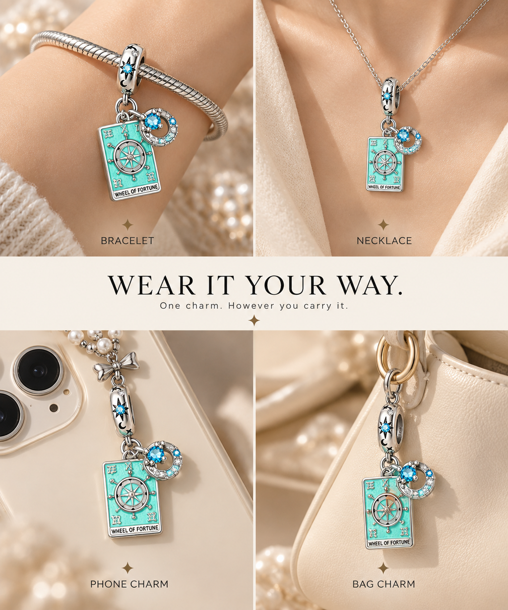 Wheel of Fortune Tarot Charm