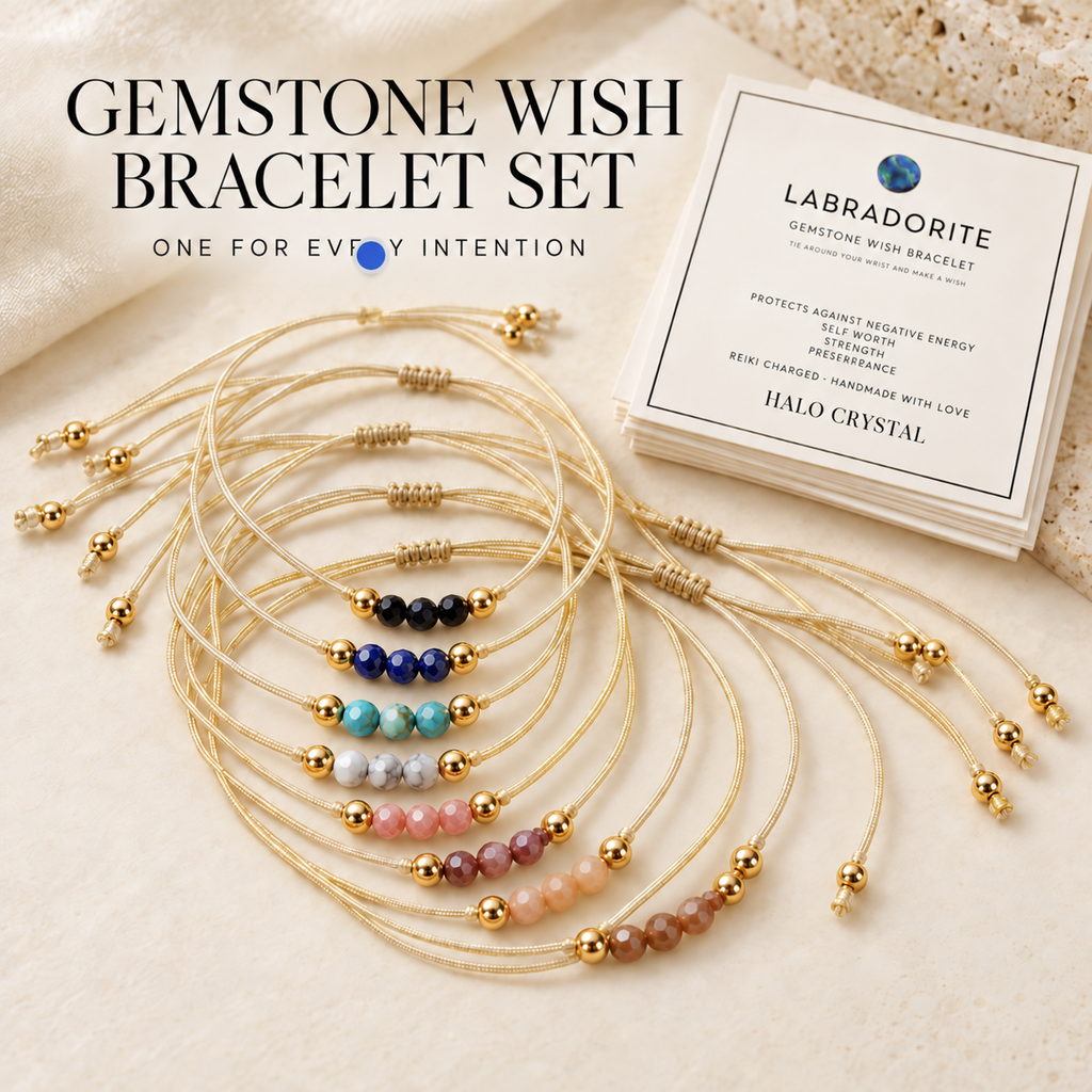 Gemstone Wish Bracelet | Dainty Adjustable Crystal Bracelet