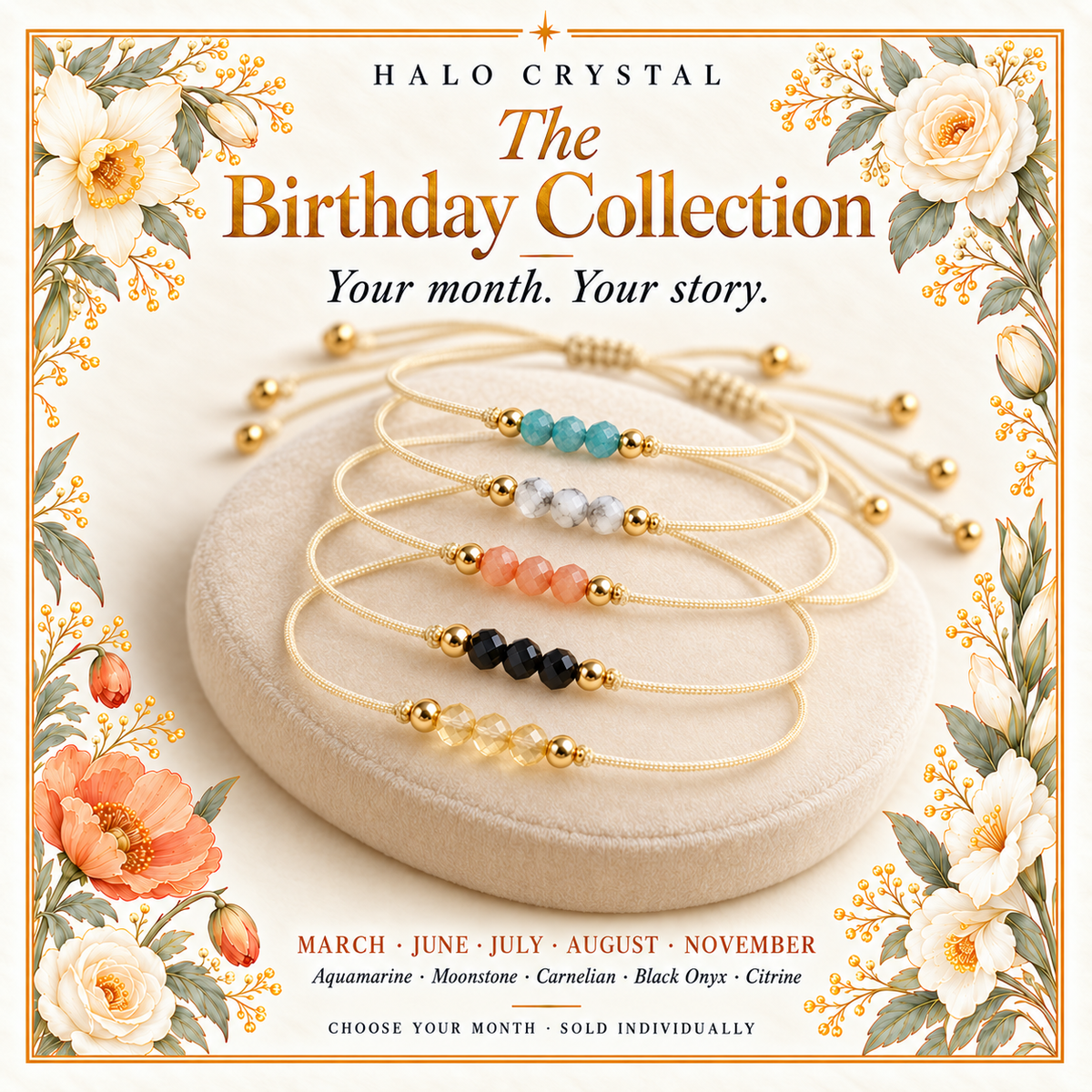 Birthstone Wish Bracelet — Choose Your Month